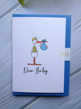 Load image into Gallery viewer, Hand drawn New Baby Greetings Card.