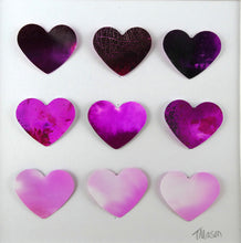 Load image into Gallery viewer, 9 watercolour Pink Hearts
