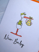 Load image into Gallery viewer, Hand drawn New Baby Greetings Card.