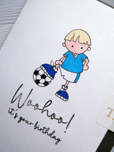 Load image into Gallery viewer, Hand drawn Birthday Card, Boy with Football
