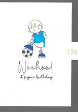 Load image into Gallery viewer, Hand drawn Birthday Card, Boy with Football
