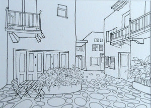 Line drawing of Burgau, Portugal (2)