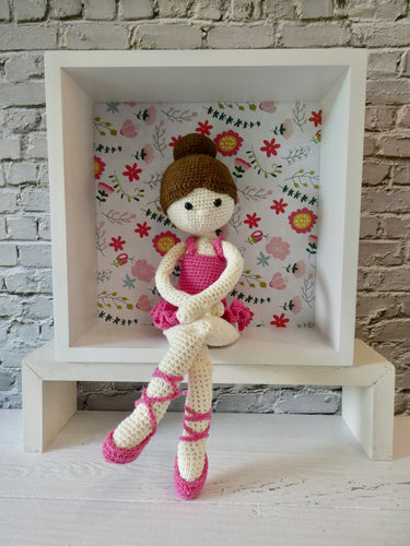 Mia the Crochet ballerina in a display box
