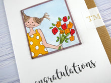 Load image into Gallery viewer, Hand drawn Greetings Card (Girl with flowers)