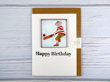 Load image into Gallery viewer, Hand drawn Greetings Card (Boy playing cricket)