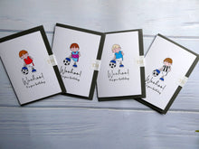 Load image into Gallery viewer, Hand drawn Birthday Card, Boy with Football