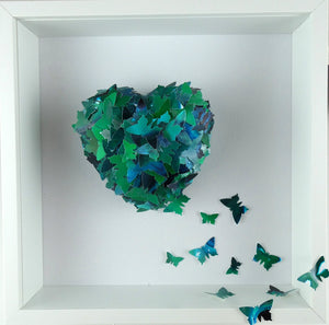 Watercolour Butterfly collage in Emerald Green
