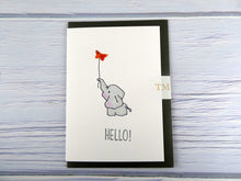Load image into Gallery viewer, Hand drawn Greetings Card (Elephant with red butterfly)