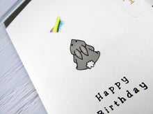 Load image into Gallery viewer, Hand drawn Greetings Card (Rabbit with yellow butterfly)