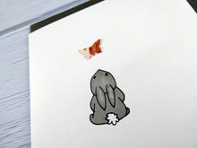 Load image into Gallery viewer, Hand drawn Greetings Card (Rabbit with red butterfly)