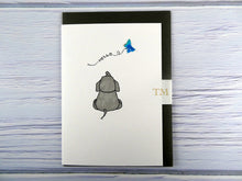 Load image into Gallery viewer, Hand drawn Greetings Card (Elephant with blue butterfly)