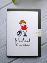 Load image into Gallery viewer, Hand drawn Birthday Card, Boy with Football