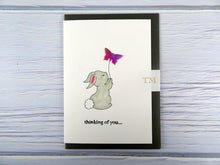 Load image into Gallery viewer, Hand drawn Greetings Card (Rabbit with purple butterfly)