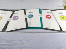 Load image into Gallery viewer, Hand drawn Greetings Card (Red Fuzzy hello)