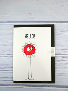 Hand drawn Greetings Card (Red Fuzzy hello)