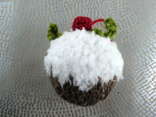Load image into Gallery viewer, Knitted Christmas pudding tree decoration