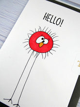 Load image into Gallery viewer, Hand drawn Greetings Card (Red Fuzzy hello)
