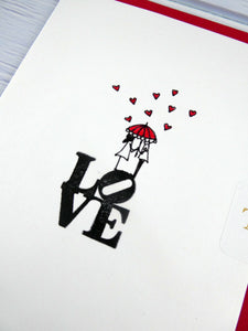 Hand drawn Greetings Card (Love with umbrella)