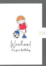 Load image into Gallery viewer, Hand drawn Birthday Card, Boy with Football