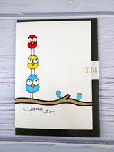 Load image into Gallery viewer, Hand drawn Greetings Card (Hello from 3 birds)
