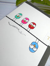 Load image into Gallery viewer, Hand drawn Greetings Card (Hello from 4 birds)