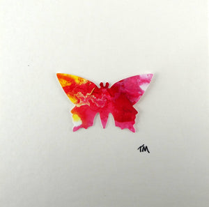 One framed butterfly (red)