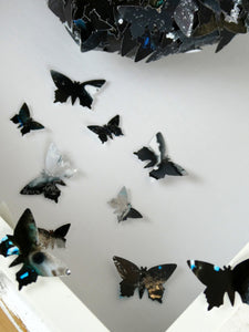 Watercolour Butterfly collage in Black and Silver