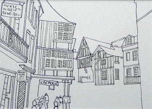 Line drawing of Dinan, Northern France