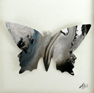 One framed butterfly (Black and Silver) B12