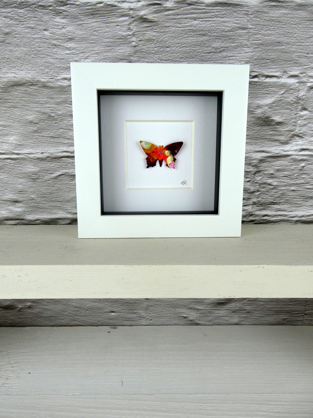 Gold and Rust framed butterfly (B1)